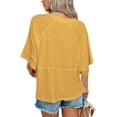 thumbnail image 3 of Summer Oversize Women Solid Color Half Sleeve Loose Shirt Tee Casual Tops, 3 of 4