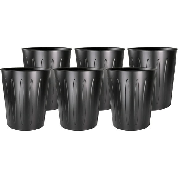 Genuine Joe 6-gallon Steel Fire-safe Trash Can - 6 Gal Capacity - 14" Height X 13" Diameter - Metal, Steel - Black - 6 / Carton