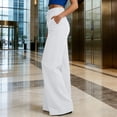 thumbnail image 3 of Favoffer Women Dress Wide Leg Pants High Waist Draped Straight Tube Solid Color Solid Color Functional Side Pockets Business Tailored Slacks for Office Daily Commute, 3 of 9