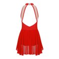 thumbnail image 3 of Vestido de malla de gimnasia para niñas, con lentejuelas brillantes, malla transparente, escote en forma de cerradura, sin mangas, para patinaje artístico, baile lírico, 3 of 4