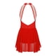 thumbnail image 4 of Vestido de malla de gimnasia para niñas, con lentejuelas brillantes, malla transparente, escote en forma de cerradura, sin mangas, para patinaje artístico, baile lírico, 4 of 5