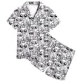 thumbnail image 3 of Ensemble de Pyjama pour Filles à Col à Revers Imprimé DIY, Haut à Manches Courtes et Short Confortable avec Jolis Boutons, Tenue d'Intérieur, 3 of 6