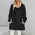 thumbnail image 3 of VANLOFE Unisex Warm Pajamas Household Clothes Solid Bathrobe Lengthened Night-robe Woman's Nightgown Hooded Robes Black Robes Sleepwear for Woman, 3 of 8