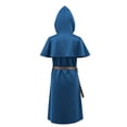 thumbnail image 4 of SAWOBUUN Mens Renaissance Set Medieval with Hooded Surcoat Leather Belt Ren Faire Halloween Outfit, 4 of 6