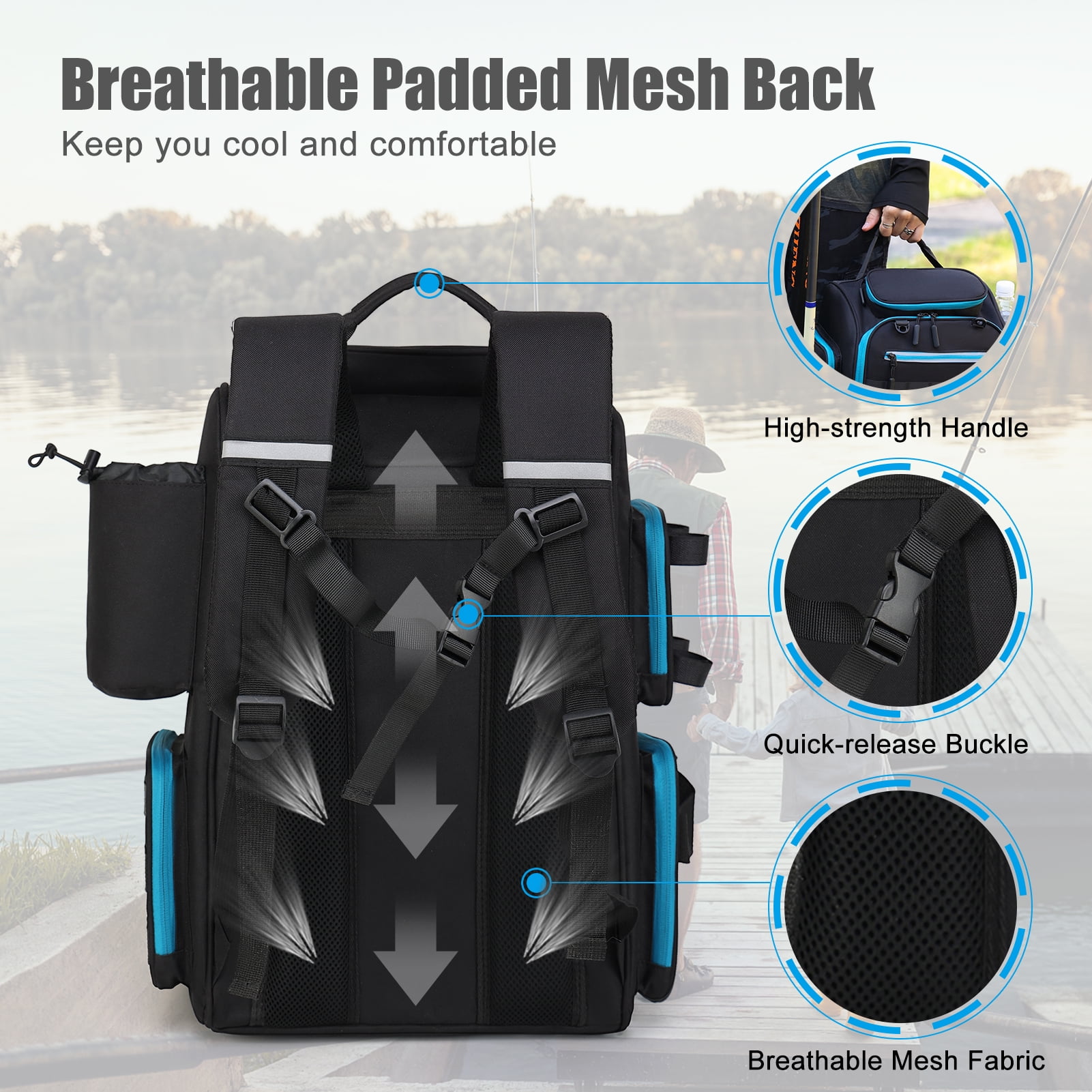 Tackle Lixada Fishing Backpack Waterproof Fishing Tackle Storage Bag With 4 Trays And Rain Cover