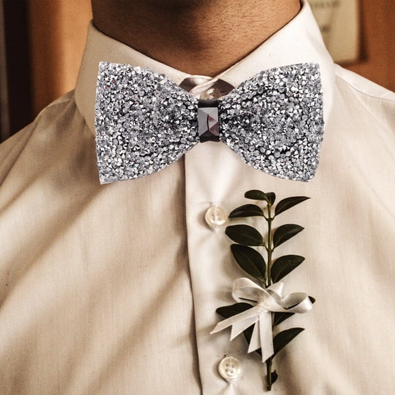 NIAIZEK Men’s Pre-Tied Rhinestone Bow Tie, Elegant Formal Bowtie for Weddings, Banquets, Parties, and Special Occasions