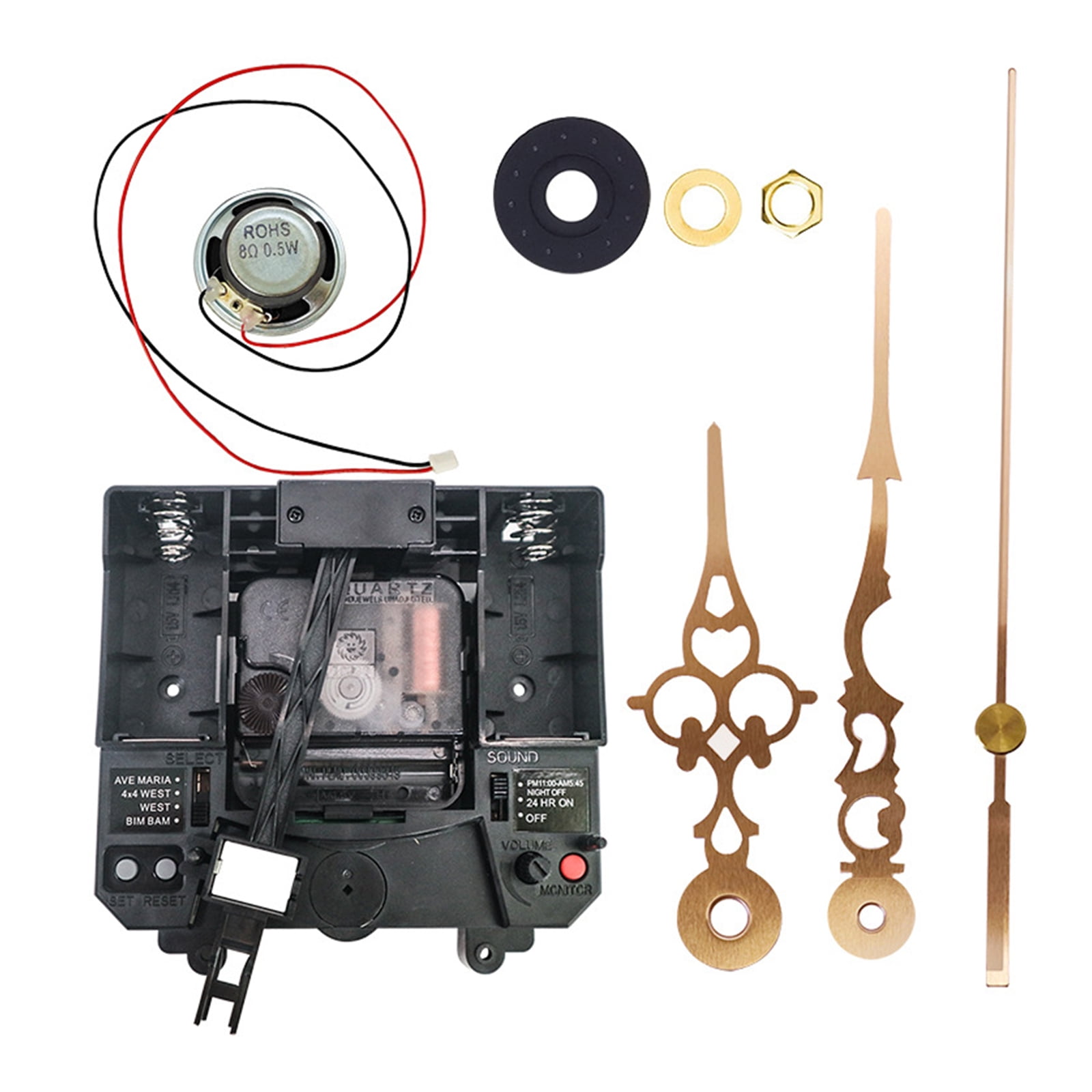 Wall Quartz Pendulum Clock Movement Mechanism with Long Shaft Music Box