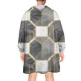 thumbnail image 2 of Gray White Gold Marble Pattern Wearable Oversized Blanket,Wearable Blanket Hoodie for Adults,Cozy Hooded Blankets with Super Pockets,Super Warm Fuzzy Pullover for Women & Men, 2 of 6