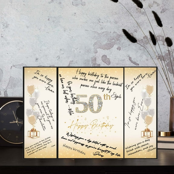 50th birthday signature book in black and gold