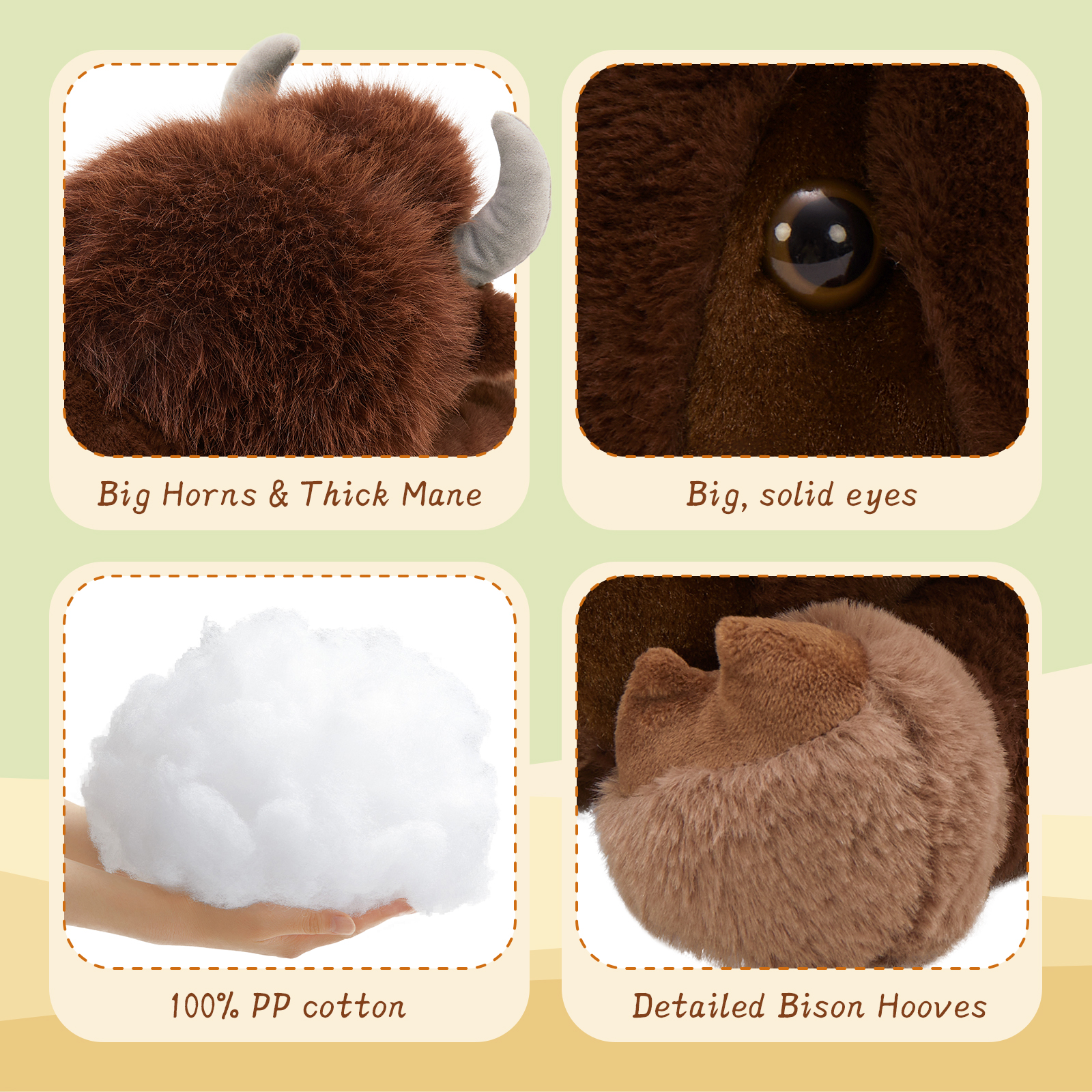 MaoGoLan 4Pcs Bison Stuffed Animal 18inch Bison Mommy Stuffed Animal with 3 Baby Plush Toy Stuffed Cow Toys