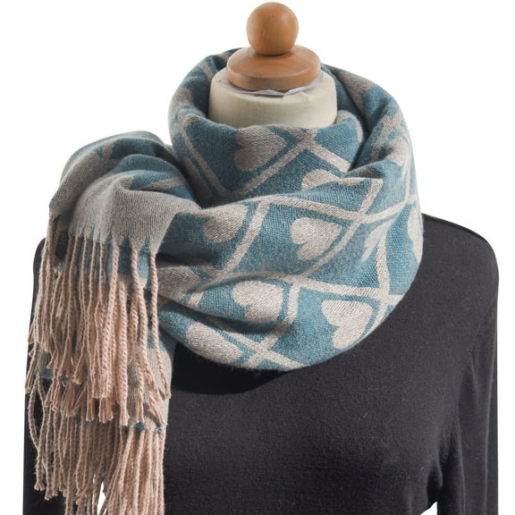Prolriy Scarf for Women Autumn and Winter Colorful Love Pattern Shawl Warm Tassel Scarfs Womens Scarf A