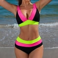 thumbnail image 2 of GEWSEY Women's Cheeky Bikini Sets Color Block Two Piece Swimsuit Crisscross Back Sporty Bathing Suits Curvy Swim Suit (Hot Pink, M), 2 of 9