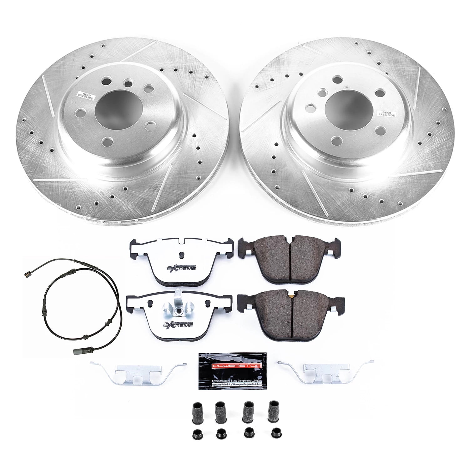 PowerStop Rear Z26 Street Warrior Carbon-Fiber Ceramic Brake Pad and Drilled and Slotted Rotor Kit Fits: BMW Select Models K8848-26