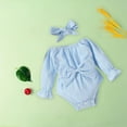 thumbnail image 6 of Otqutp Birthday Romper for Toddler Baby Girls Romper Long Sleeved Bow Solid Color Harness Outside Bodysuit Romper Jumpsuit, 6 of 7