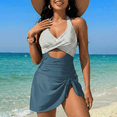 thumbnail image 6 of SOMER Women's One Piece Swimsuit Tummy Control Bathing Suits Push Up Swimdress Cutout V Neck Skirt Swimwear, 6 of 7