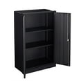 thumbnail image 3 of Seizeen Garage Storage Cabinet, Metal File Cabinet with Doors and Shelves, Lockable Tool Storage Cabinet with Universal Wheel, 3-Tier Adjustable Shelves, Black, 3 of 14