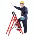 thumbnail image 1 of Step Ladder, 3 Step Ladder Folding Step Stool, Multi-Purpose Collapsible Ladder for Home or RV Outdoor Work, Heavy Duty 330 lbs Load (White, Red), 1 of 8