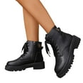 thumbnail image 5 of Ankle Boots for Women Side Zipper Lace up Booties Winter Combat Boot (Black 38), 5 of 8