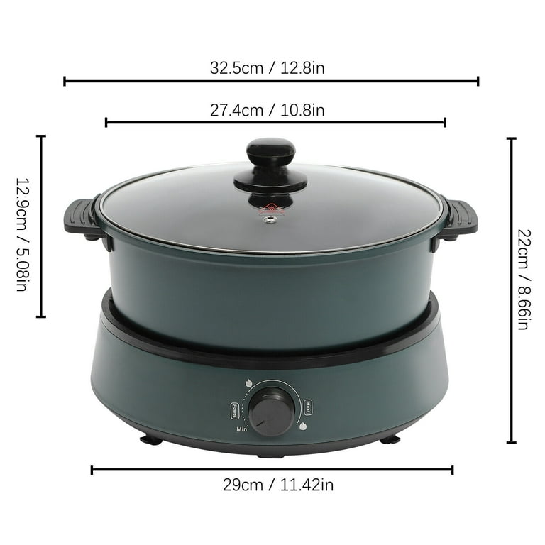 UNAOIWN Electric Multifunctional Hot Pot 5.3 QT Non Stick Split Cooker TEAL  BLUE