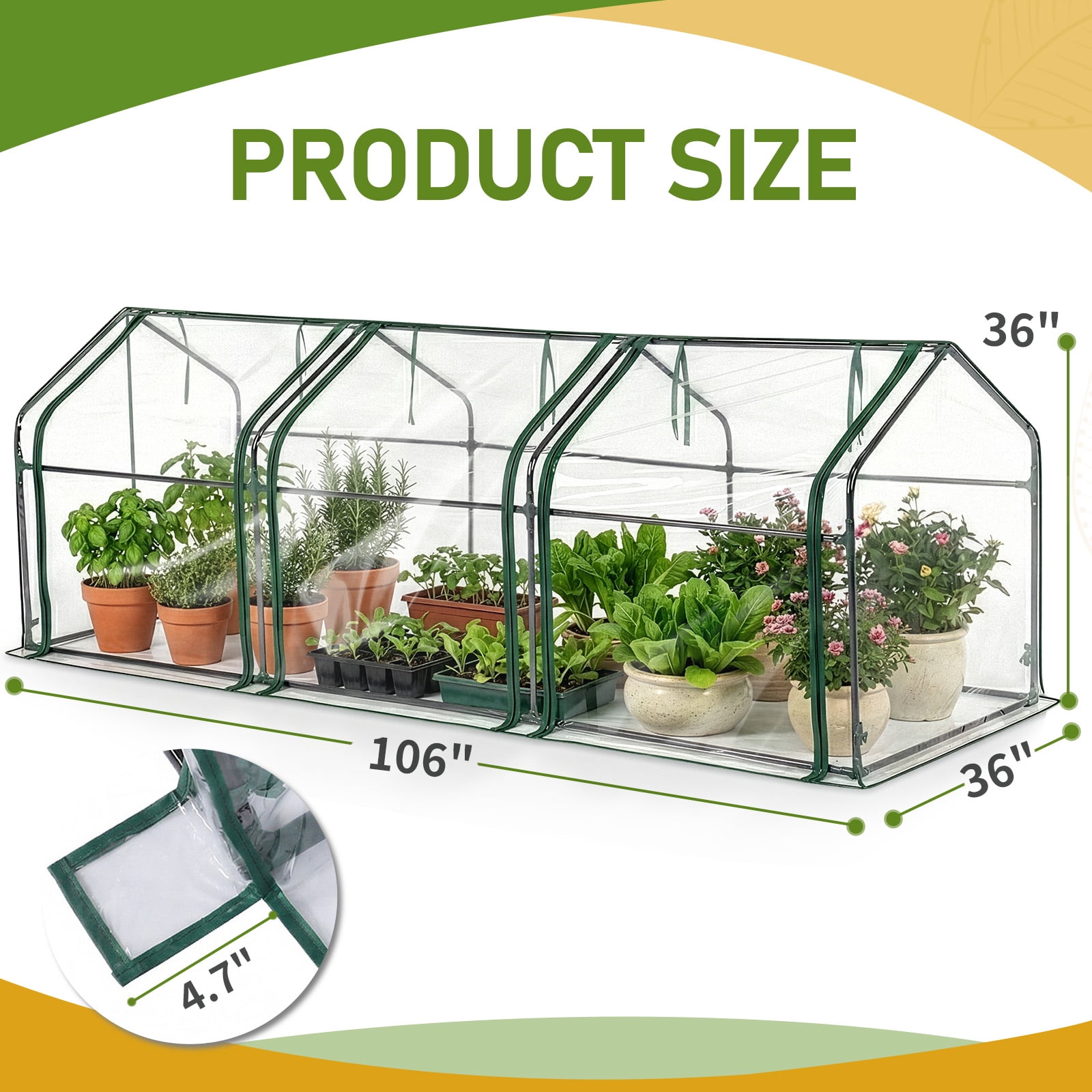 Xilee Mini Greenhouse for Outdoor,Portable Small Tunnel Greenhouses,PVC Cover Plant Hot House for Flowers, Seed and Vegetables Protection with Roll-up Zippered Doors for Patio Balcony Backyard