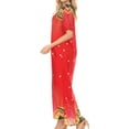 thumbnail image 3 of Sakkas Sabra Womens Long Casual Cover-up Tunic Kaftan V neck Dress - 1918-Red - XL, 3 of 5