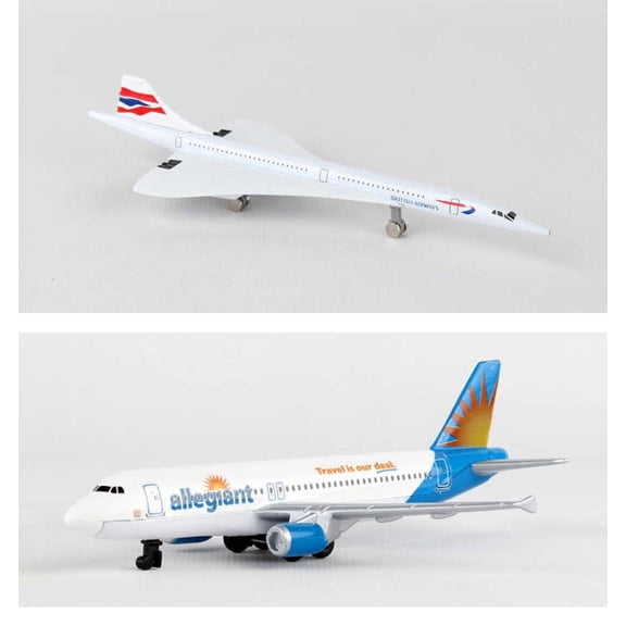 British Airways Concorde, Allegiant Airlines Diecast Airplane Package - Two 5.5" Diecast Model Planes
