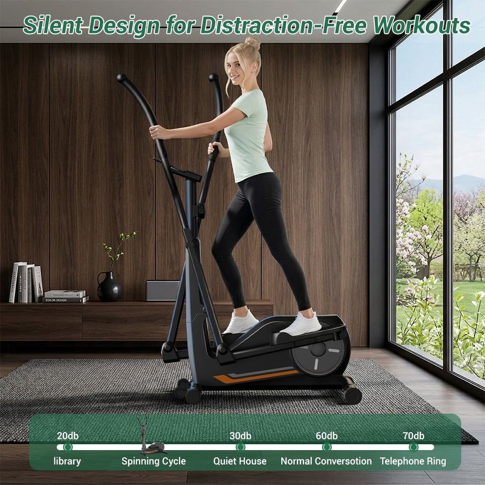 SONITU Magnetic Elliptical Machine for Home, 8 Resistance Levels, 12" Stride, LCD Display, 330 lb Capacity