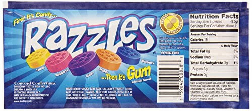 Concord Brands, Original Pouch Razzles Candy, 1.4 Oz, 24 Ct