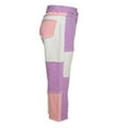 thumbnail image 3 of Jeans Color Block pour Femmes Taille Mi-Haute Poches Patchwork Pantalon Droit Style Décontracté Bas Vert TTG, 3 of 8