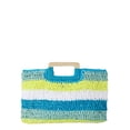 thumbnail image 2 of CHUANK Sac Fourre-Tout en Paille Rayé Lexi pour Femmes Adultes Aqua, 2 of 5