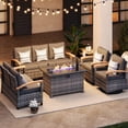 thumbnail image 2 of MEISSALIVVE 6 Pieces Patio Furniture Sets with Fire Pit Table, Wicker Outdoor Conversation Sets with 2 Swivel Rocker Chairs, 2 Sofas and Side Table(Grey), 2 of 8
