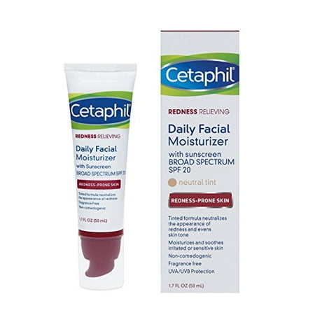 Cetaphil Redness Relieving Daily Facial Moisturizer SPF20, Redness Prone Skin, 1.7 Fl
