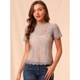 thumbnail image 4 of INSPIRE CHIC Haut en Dentelle Florale Semi-Transparente à Bord Festonné pour Femme, 4 of 6