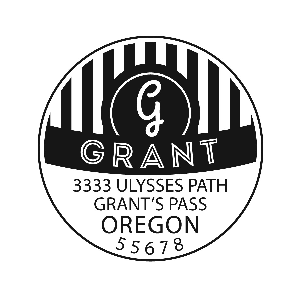 Personalized Round Self-Inking Rubber Stamp - Grant Initials