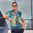 thumbnail image 4 of Balery Cute Angel Winged Rabbit Camisa Polo de Hombre con Estampado, de Manga Corta y Tejido Medio, Camisa Tipo Golf Polo-Large, 4 of 6