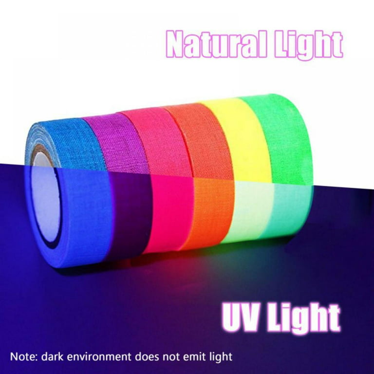 6ROLLS UV Tape Blacklight Reactive,(6 Colors),16ft per Roll,Fluorescent Cloth Tape,Glow in The Dark Tape Under UV Black Light, adult unisex