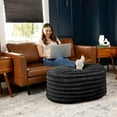thumbnail image 3 of Jaxx Paran Pouf Ottoman, Large, Faux Fur, Modern Accent, Black, 3 of 6