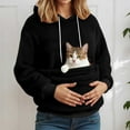 thumbnail image 2 of Kangaroo Pocket Cat Dog Pouch Hooded Sweatshirts Women Solid Long Sleeve Warm Fleece Pet Carrier Pullover Animal Holder Hoodie, 2 of 6