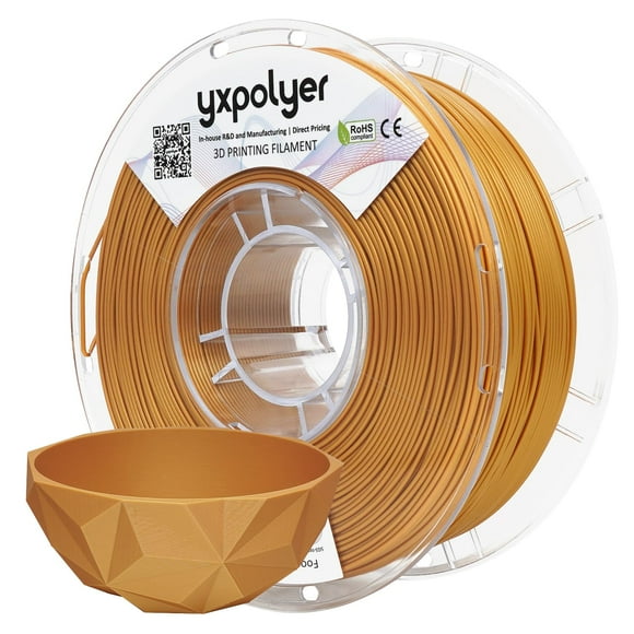 Filamento termoplástico Yxpolyer PLA de 1,75 mm, 1 kg, apto para alimentos, dorado