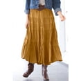 thumbnail image 3 of Woman Within Plus Size Button Front Moleskin Tiered Maxi Skirt (Petite Available), 3 of 3