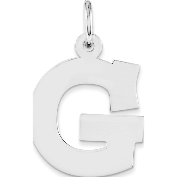 Sterling Silver Rhodium-Plated Block Letter G Initial Charm Made In United States qc5095g