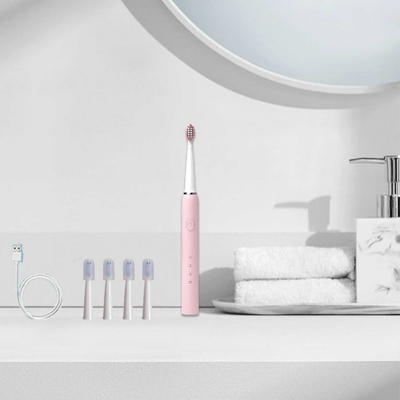 Cepillo de dientes eléctrico | Vibración sónica portátil desmontable | Alimentado por batería USB | Resistente al agua IPX7 | Cuidado bucal de limpieza profunda | Cabezales reemplazables | Blanco