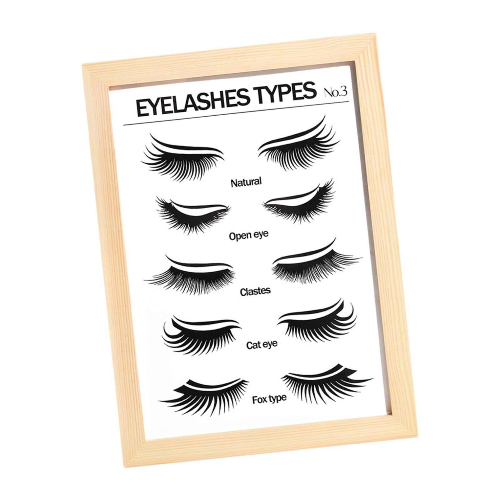 TOOYFUL Lashes Wall Art Eyelash Guide Wooden Frame Walls Decoration Eyelash Wall Decor for Lashes Studios Home Decor B