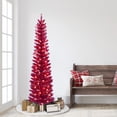 thumbnail image 4 of Puleo International  6 ft Pre-Lit Red Tinself Artificial Tree 250 Tips 100 Clear Lights, 4 of 5