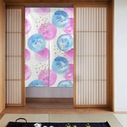 XMXY Japanese Doorway Curtain Noren, Watercolor Abstract Circular Spots Door Closet Curtain Panel, Room Dividers Privacy Tapestry, 34 x 56 Inches