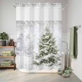 thumbnail image 6 of No Hook Shower Curtain with Built-in Rings - Winter Snowy Forest Washable Waterproof Fabric Bathroom Curtains for Hotel,Rentals, 60 X 72 Inch Long , Christmas Tree Themed, 6 of 9