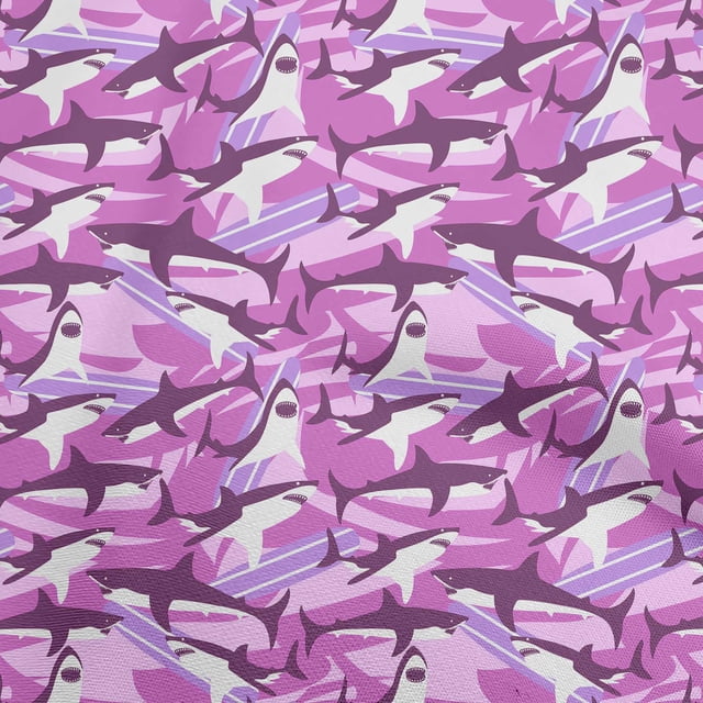 oneOone Rayon Purple Fabric Ocean Shark Fabric For Sewing Printed Craft Fabric By The Yard 56 Inch Wide