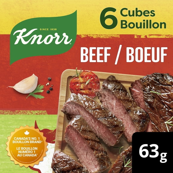 Cubes de bouillon au bœuf Knorr, saveur riche, 63 g, paquet de 6