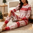 thumbnail image 3 of KICILVS Christmas Pajamas for Family 2026 Cute Red White Deer Snowflake Print Pajama Set Long Sleeve Round Neck Tops and Pants Xmas Loungewear, 3 of 7