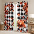 thumbnail image 2 of jejeloiu Autumn Pumpkin Maples Blackout Curtains Set of 2 (52x84 Each),White Black Checkered Window Curtains,Rustic Farmhouse Cabin Curtains and Drapes For Men Women,Luxury Bedroom Decor, 2 of 6